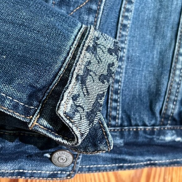 Aeropostale Pretty Little Liars Cropped Blue Denim Jacket Horse Print Lining - Picture 6 of 15